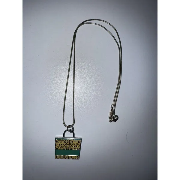 VTG Coach Sterling Silver Snake Chain Shopping Bag Pendant Necklace 18" 925 Y2K‎ - Image 4