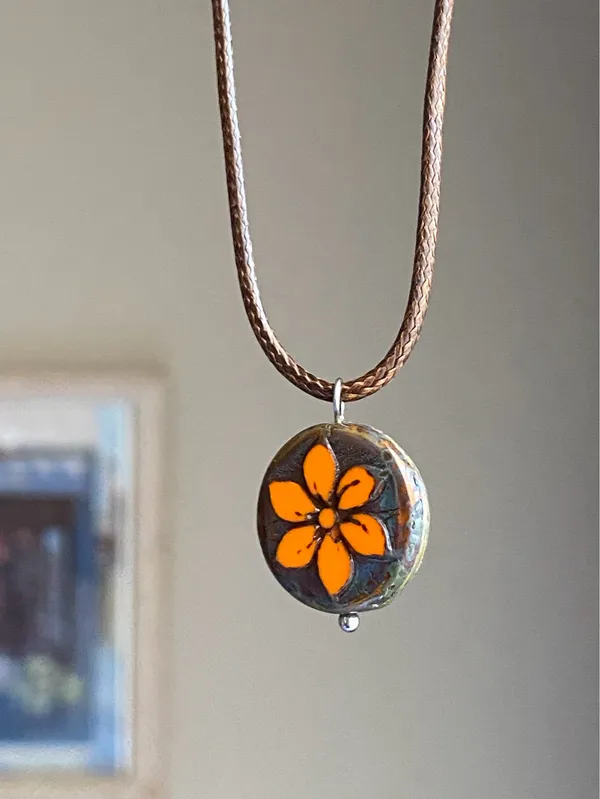 Handmade quality Czech glass flower bead fairy boho vintage retro style necklace🌿✨ - Image 2