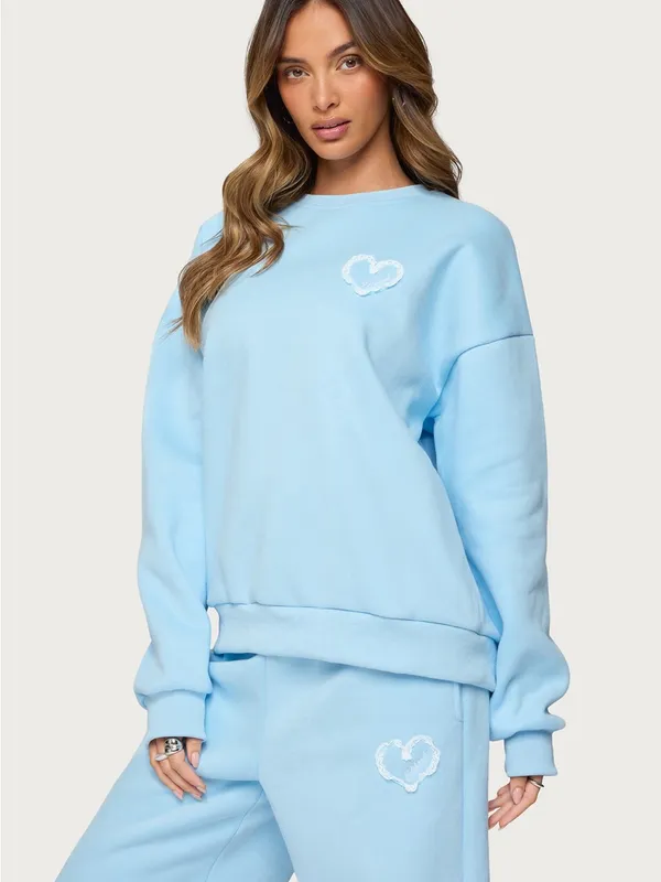 NWT Edikted Love Oversized Sweatshirt light blue size medium - Image 4