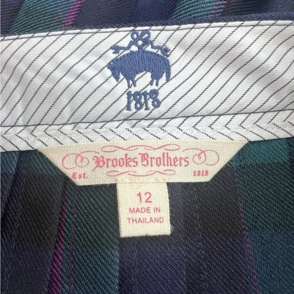 Brooks Brothers wool pleated plaid mini skirt Sz‎ 12 - Image 3