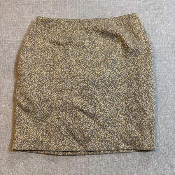 Tulle Mini Skirt Size M Gold Brown Textured Print Front Zipper - Image 2