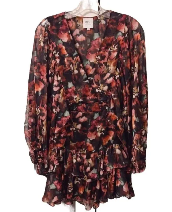 NWT Misa Los Angeles Jolene Libra Fleur Chiffon Mini Dress Size Small - Image 9