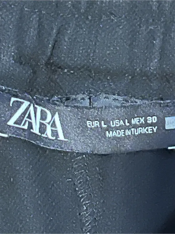 Zara Black Jogger Pants Size L Drawstring High Rise Cuffed Loungewear - Image 4