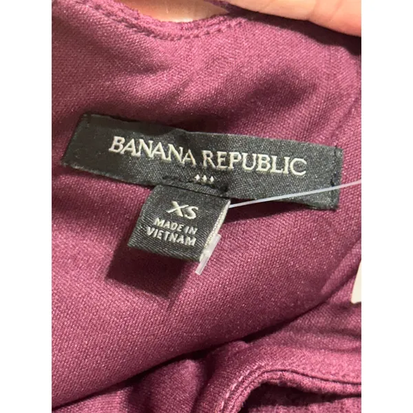 Banana Republic Women XS Burgundy Textured Plaid Bell Sleeve Shift Dress‎ 359076 - Image 7