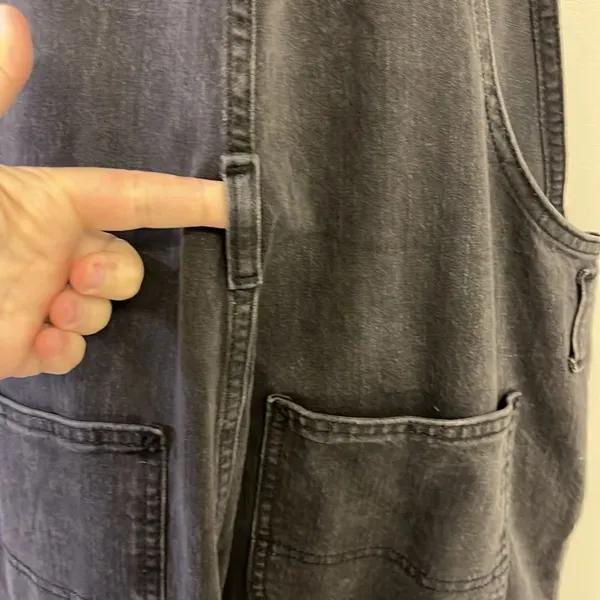 GAP Acid Wash Black Adjustable Razorback Overalls Pockets and Side Buttons- M - Image 9