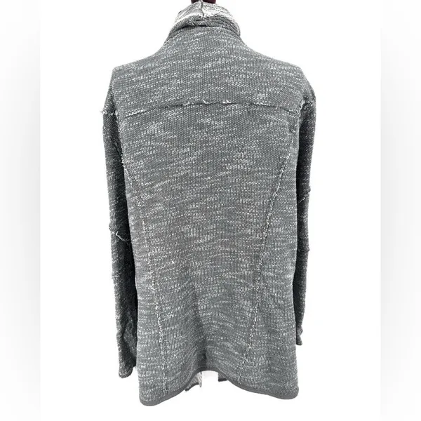 Free People In The Loop Open-Front‎ Waterfall Cardigan Gray White L - Image 6
