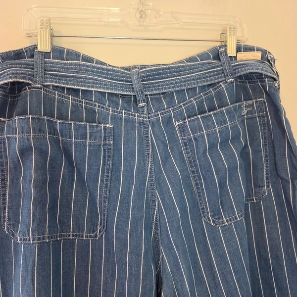 Seven7 Striped Tie Belt Waist Wide Leg Jeans - Image 8