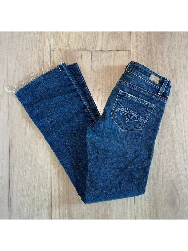 PAIGE Hollywood Hills Low Rise Blue Denim Jeans Size 25 - Image 5