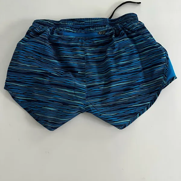 Nike Womens Athletic Running Shorts Blue Black Striped Elastic Waist Casual‎ - Image 2