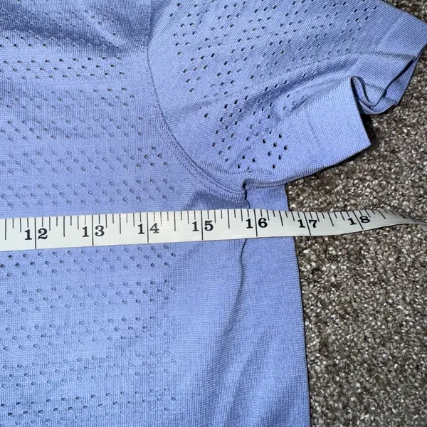 Lululemon‎ Breeze By Short Sleeve Women 4 Blue Excellent Mesh Vent Workout - Image 3