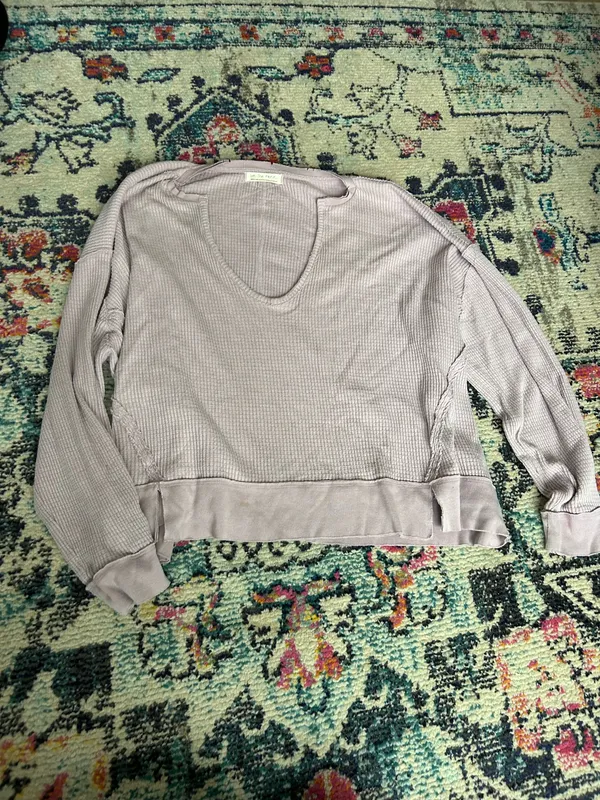 Free People Top Long Sleeve Purple Waffle - Image 3