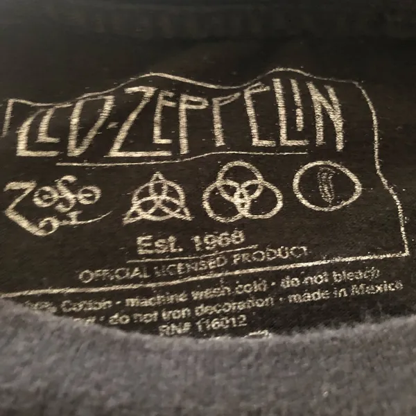 VTG 90’s Led Zeppelin Black Tee Rock Band Shirt Size S - Image 3