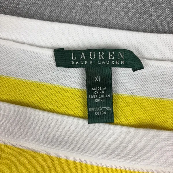 Lauren Ralph Lauren T-Shirt Womens XL Multicolor Boat Neck 3/4 Sleeve Striped - Image 2