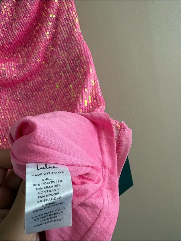 Lulus Bold Aesthetic Hot Pink Sequin Lace-Up Bodycon Mini Dress Size XS Mobwife - Image 11