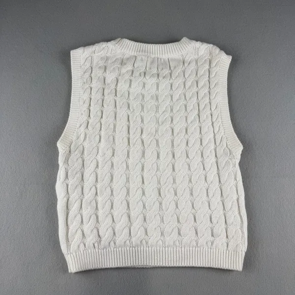Abercrombie & Fitch Womens Cable Knit Sweater Vest Cream White XS Sleeveless Top - Image 2