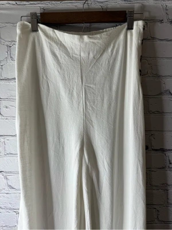 GLG Good Luck Gem white linen wide leg pants medium - Image 4