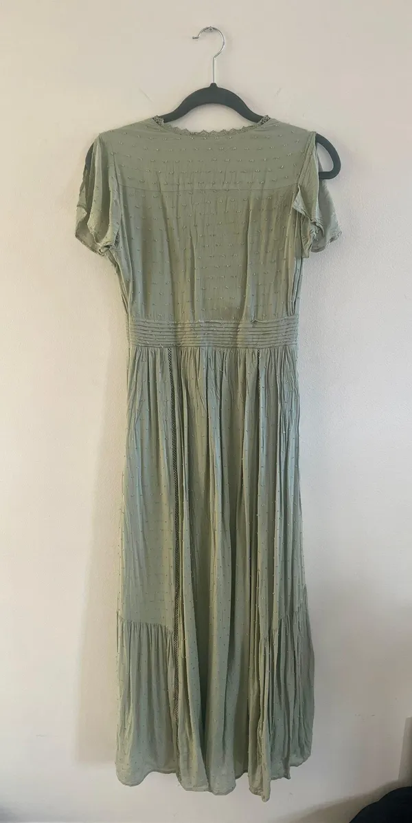 Lulus Completely In Love Sage Green Swiss Dot Button-Front Maxi Dress - Image 7