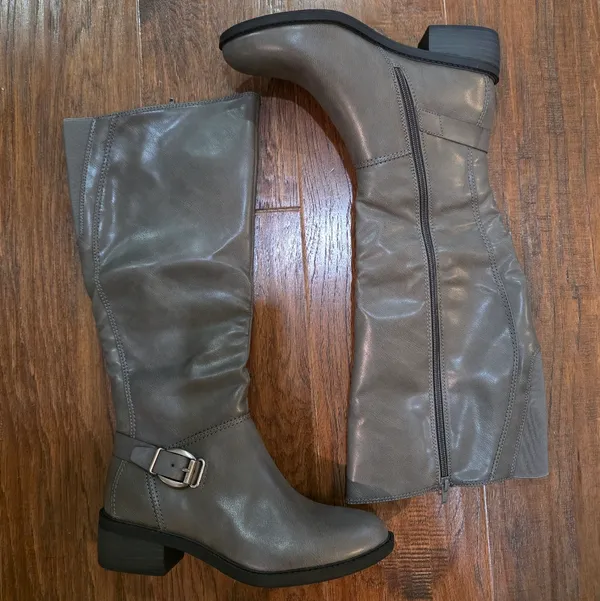 Baretrap Womens Sasson Tall Shaft Riding Boot Size 8.5 Faux Leather Gray Comfort - Image 4