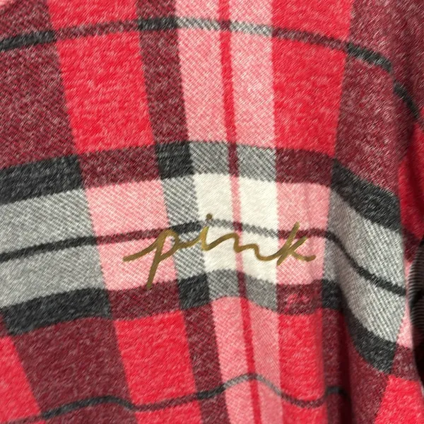 Victorias Secret Pink Cozy Jersey Sleep Shirt Top Red Plaid Size Medium NWT - Image 3