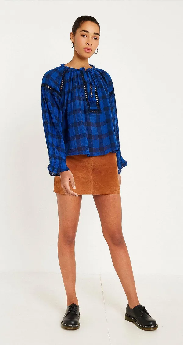 Free People Honey Grove Blue Checked Top - Image 8