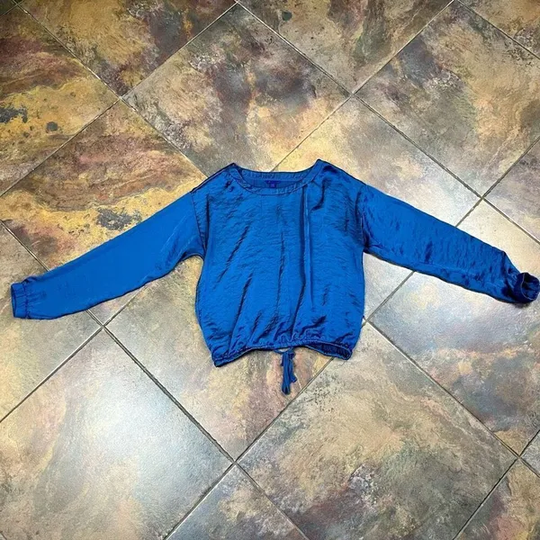 Aeropostale Blue Long Sleeve Blouse Tie Bottom M - Image 5