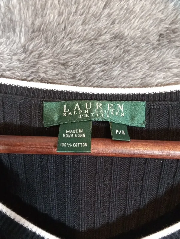 Lauren Ralph Lauren Vintage V Neck Ribbed Knit Preppy Old Money Womens M - Image 3