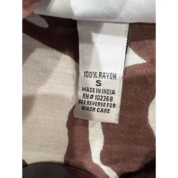 CZ Cover Ups Women's 3/4 Sleeve Leaf Print Tunic Brown & Cream swim cover Small - Image 6