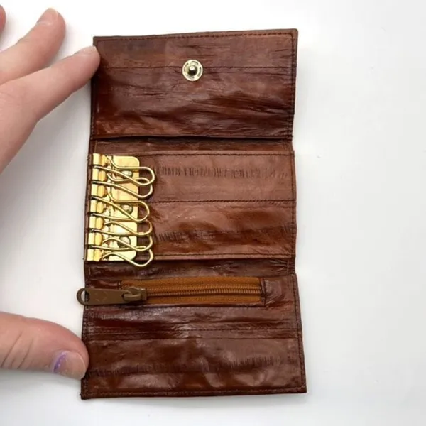 Vintage‎ Leather Key Case Holder Change Wallet Fri fold - Image 3