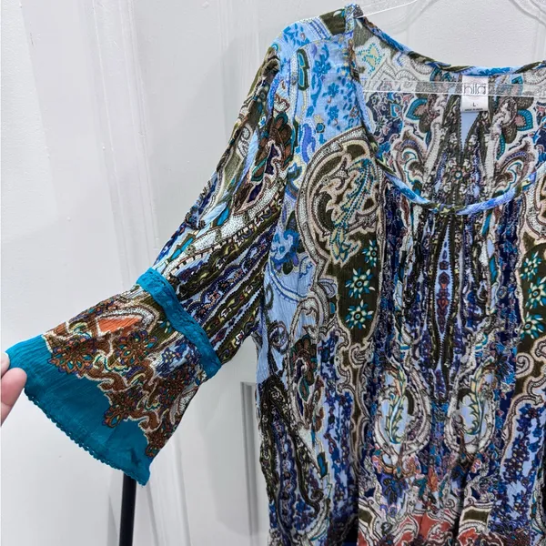 BILA Multicolor Women's Tunic Top Blue Size L - Image 6