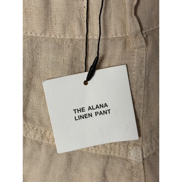 Zara Womens Alana Linen Pant M Beige Cargo Wide Leg Seam Detail Coastal Grandma - Image 7