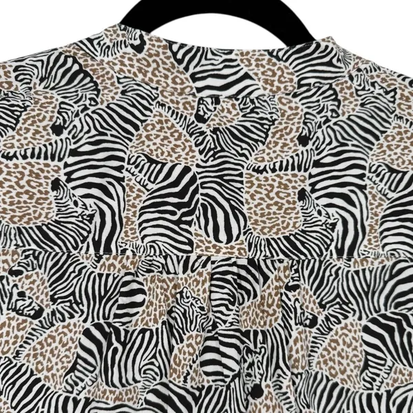 J.Crew Animal Print Novelty Zebra Leopard Long Sleeve Tiered‎ Mini Dress Size XS - Image 6