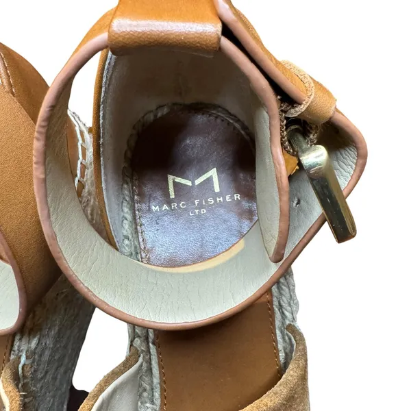 Marc Fisher LTD Shoes Womens Size 7.5 Brown Suede Espadrille‎ Wedge Sandals - Image 3