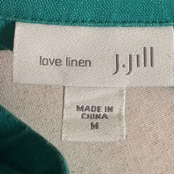 J. Jill 100% Linen Green 2 Pocket Dress Sz M - Image 4