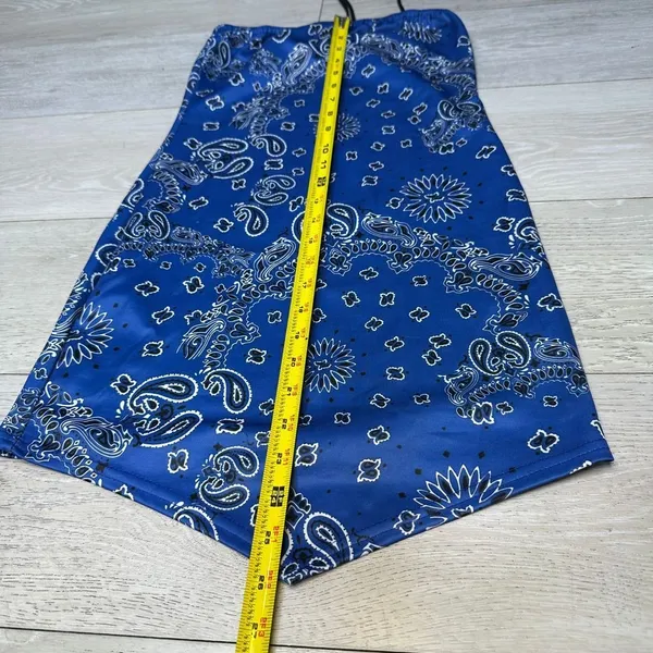 Pretty little thing sexy blue‎ bandana neck bodycon mini dress size 4 - Image 7