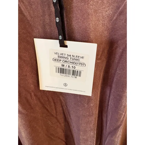 Agnes & Dora Velvet 3/4 Sleeve Swing Tunic/Dress Medium Pockets - Image 3