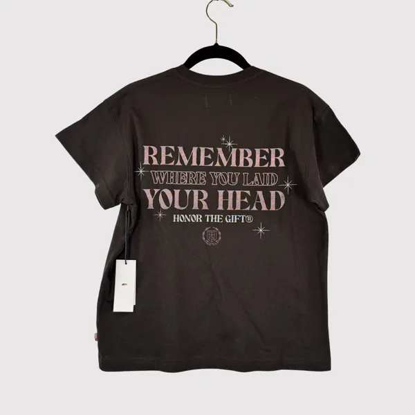 NWT Honor The Gift Women Shirt Brown Crewneck Graphic Short Sleeve Pocket Tee XS - Image 2