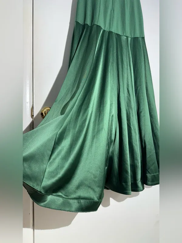 Hutch Anthropologie Strapless Satin Gown in Deep Green Maxi Dress - Image 10