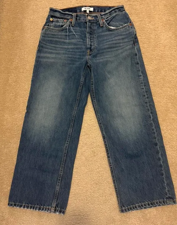 Re/Done Women’s Loose Crop Jeans in Mid Blue Fade - Image 2