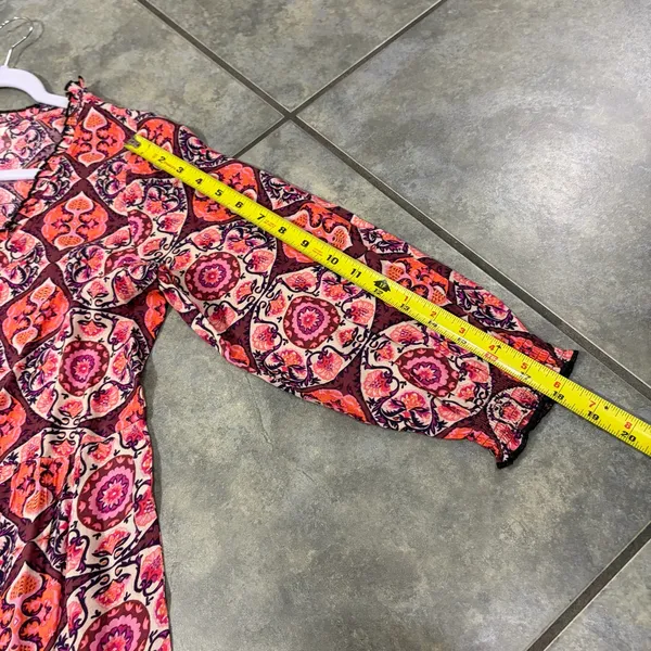 Natural Life Pink Red Floral Paisley Boho Tunic Dress Sz S Boho Cottagecore Cute - Image 8