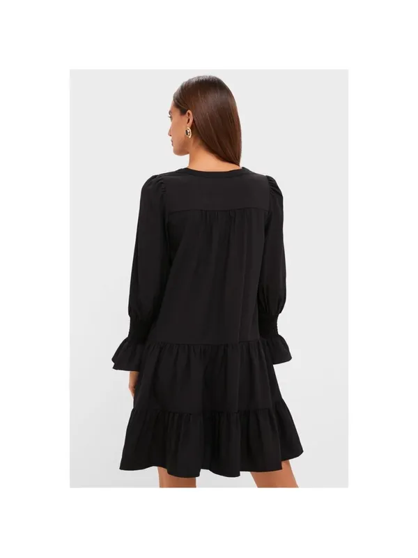 Tuckernuck Pomander Place Kenzo Dress Black Tiered Smocked Cuff Small - Image 4
