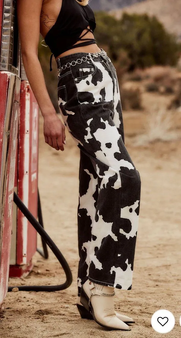 Midland Cow Print Jeans 12th Tribe - Image 2