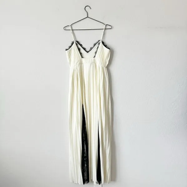 ASOS Cami Pleated Maxi Dress with Lace Trim Size 4 - Image 4