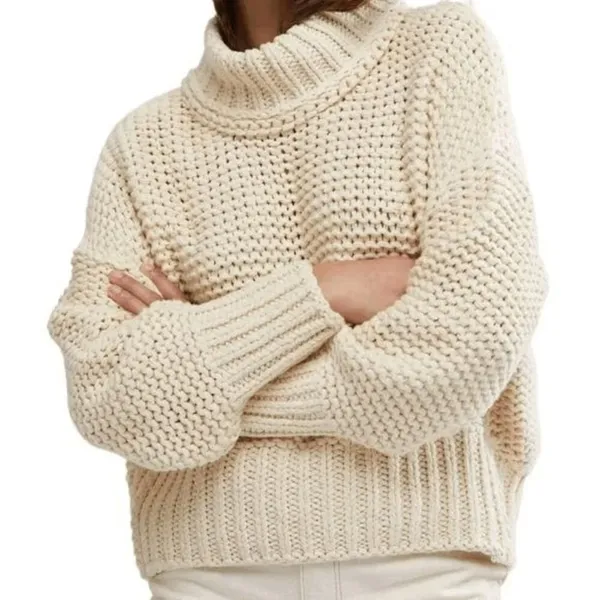 Free People My Only Sunshine Ivory Cream Chunky Open Knit Sweater Size Large - Image 9