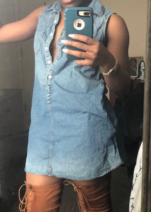 Oversized Denim Dress Blue Size M - Image 2