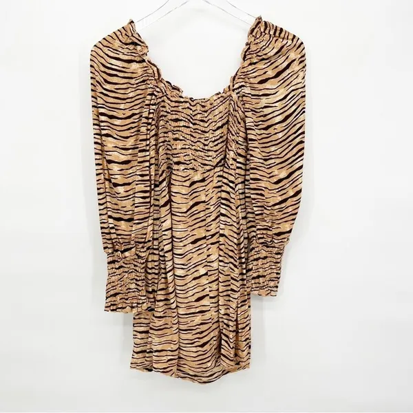 Faithfull the‎ Brand Ira Animal Print Square Neck Mini Dress Size 2 Safari Chic - Image 5