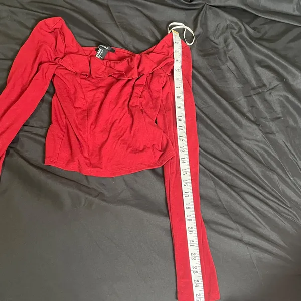 Forever 21 Ruffled Red Crop Top Square Neck - Image 8