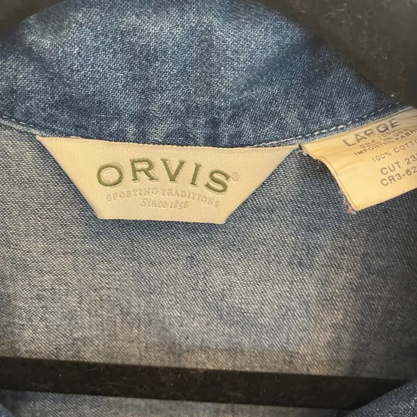 Orvis Womens Denim Vest Medium Wash Button Front Large Western Coastal Cowgirl - Image 3