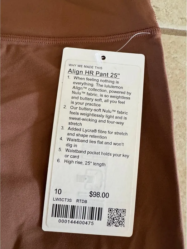 Lululemon Align High Rise 25” Roasted Brown Size 10 NWT - Image 4