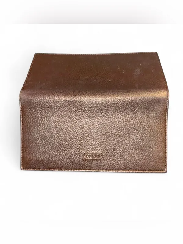 Vintage Y2K Coach Metallic Bronze Leather Checkbook Cover - Image 3