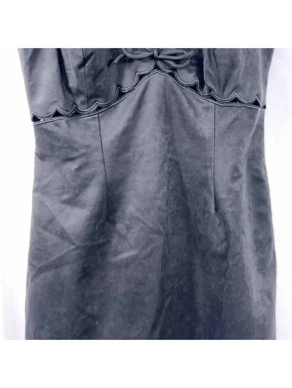 Sky to Moon Black Scallop Bow Mini Dress M - Image 3